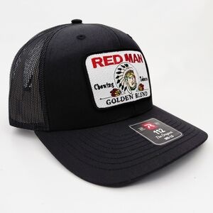 Richardson 112 Red Man Chewing Tobacco Golden Blend Trucker Hat Black Snapback